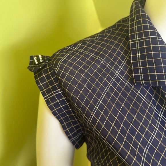 Vtg 50’s Dark Blue/ Purple Check Fit-and-Flare Button-Front Women's Dress - Picture 4 of 4